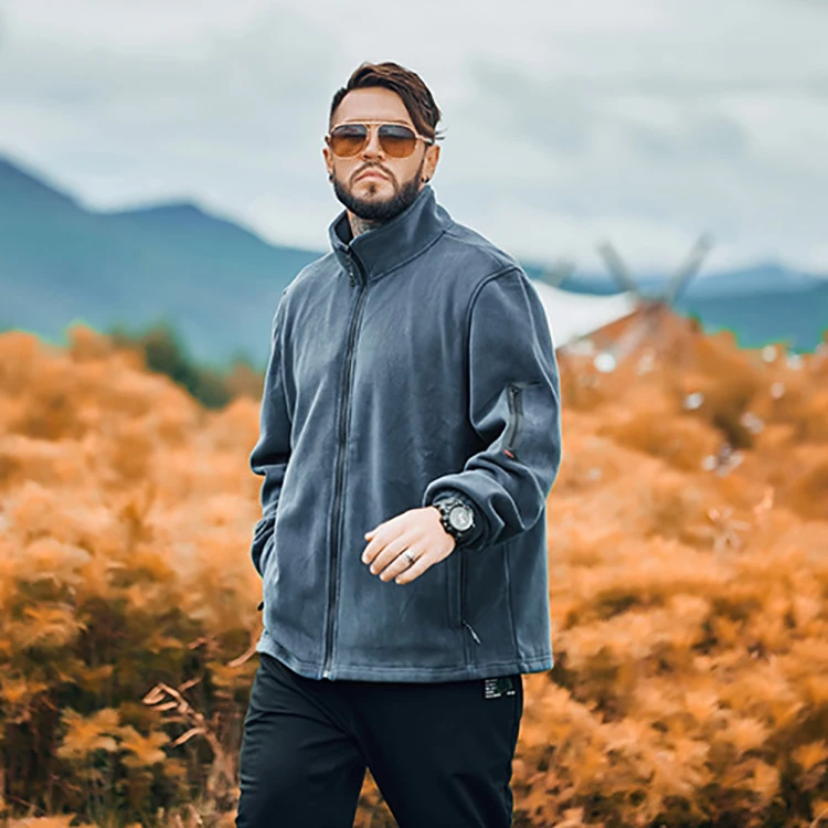 

Wholesale Plush Polar Fleece Plus Size Mens Jacket, Army grey, navy blue, and black