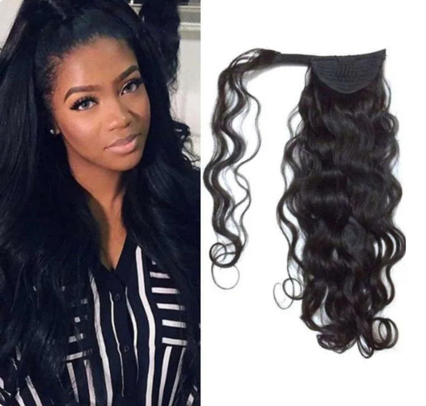 

High Discounts 10-28 inch Unprocessed Natural Human Hair Ponytail Extension 100g Full Ponytail Wig Brazilian Hair Clip Ponytail