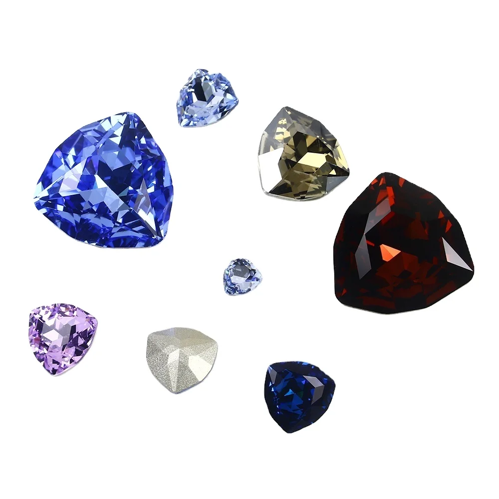 

High Quality Triangle Shape Loose Beads Point Back Glass Fancy Stone For Jewelry Accessories, More than 40 colors