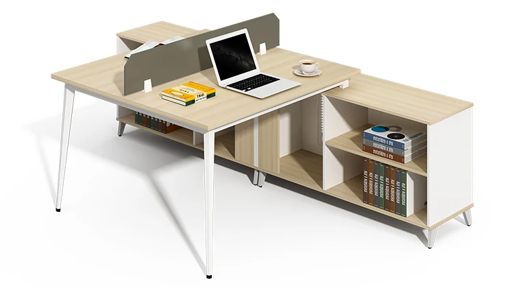 Contemporary double sided workstation office desk with drawers