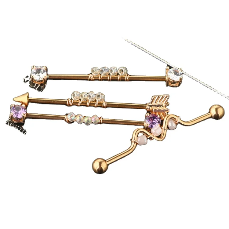

1set stainless steel spiral ear purple zircon cartilage ear studs women's ear bone studs pierced spiral perforated jewelry, Rose gold