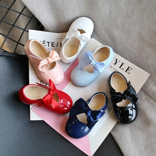 

Wholesale Charm Size 4 Removable Bow Red Kids Girls Designer Inspired Children Party Shoes