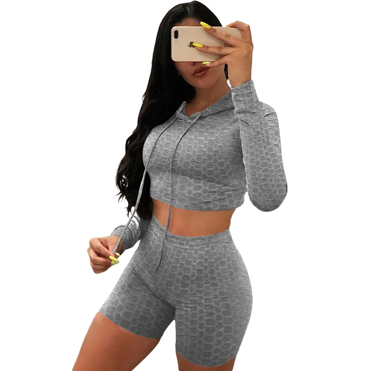 

Summer Hoodie Fitness Two Piece Pants Set For Ladies 2 Pieces Set