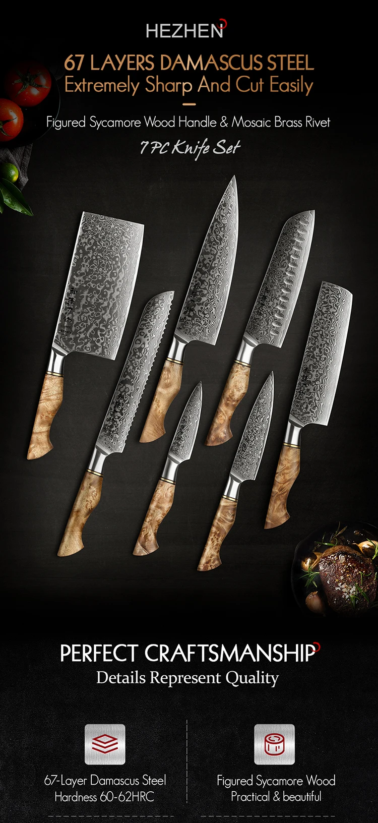 7 pcs knife set