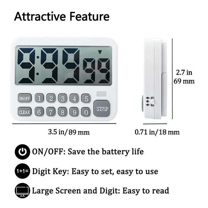 J&R Funny Manual Operation Ten Numbers Digital Countdown Countup Timer 100H Cooking Use Timer