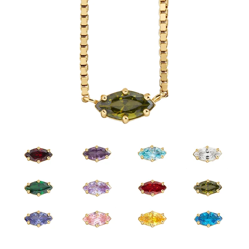 

vermeil birthday stone pendant necklaces cubic zircon brass CZ Turkish Eye necklace and bracelet