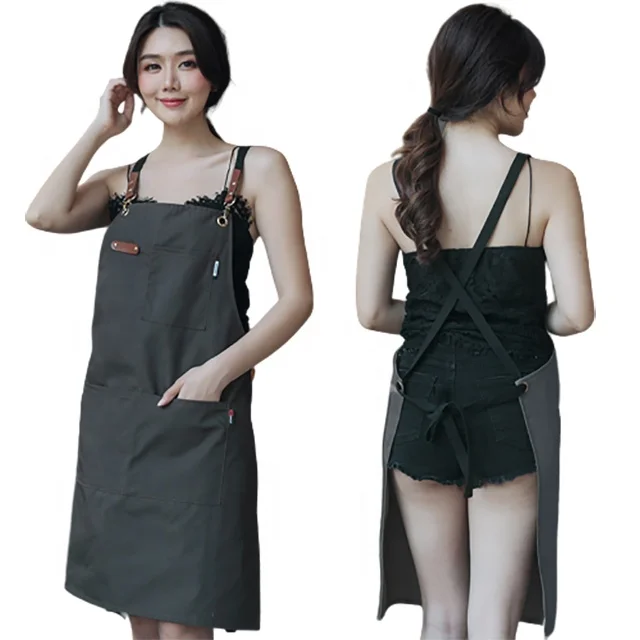 

SunYue Korean Fashion Barber Canvas Barista Apron Custom Printed Logo Milk Tea Cake Apron, Can be customized