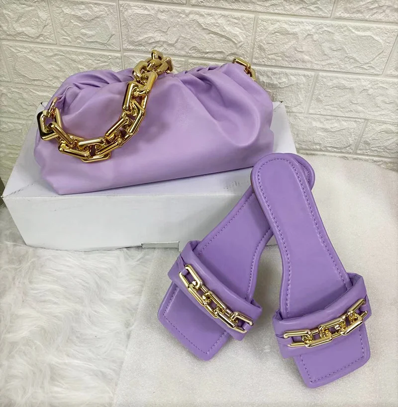 

Women Gender PU Leather Lady Cloud Bag And Shoes Sandal Match hand bag and shoe set, Customized color