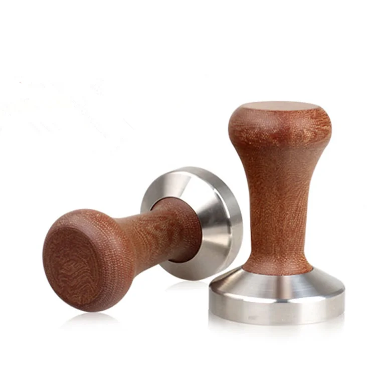 

Small Manual Pressing Coffee Distributor & Tamper 49mm 51 53mm 54mm 58 mm Flat Base Coffee Tampers Wooden With Wood Handle