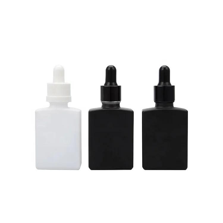 
popular ready to ship packaging dropper bottle frosted glass hair oil black 30ml bottle with dropper 1 oz square dropper bottle 