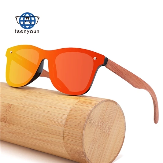 

Teenyoun Hot Selling Wooden Sunglasses 2023 New Custom Polarized Mirror Wood Bamboo One Piece Rivet Shades