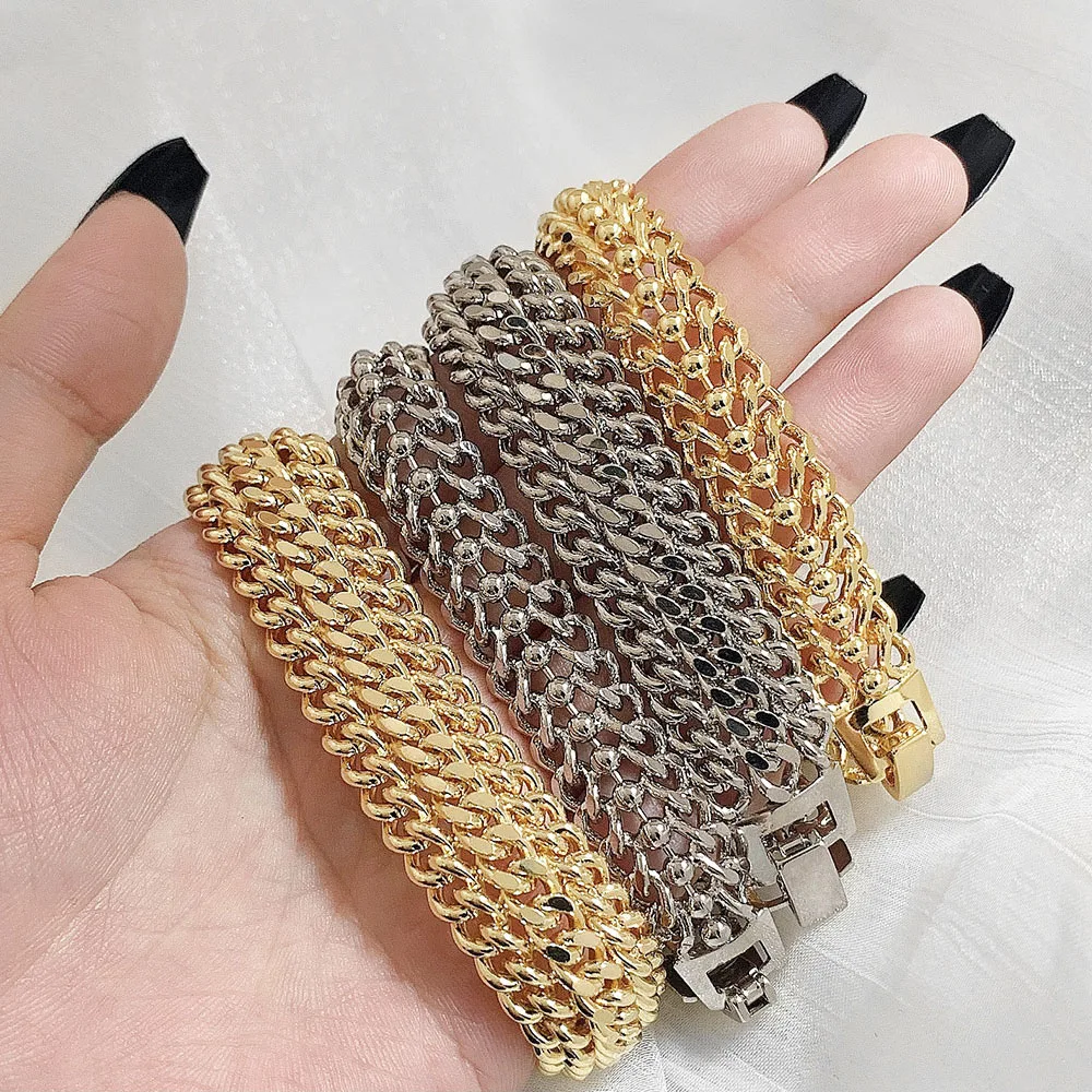 

New Type 12.5mm Jewelryes Hip Hop Beauty Accessories Fashion Hollow Bracelet, Golden/ platinum /golden /platinum