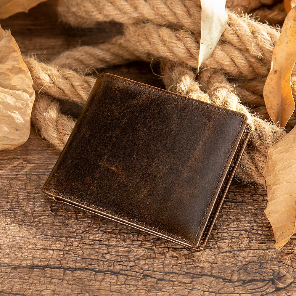

Marrant 7313 portefeuille homme RFID Genuine Leather 14 Card Holder Slots Short Bifold Leather Wallet Money Clip Wallet For Men, Coffee,black