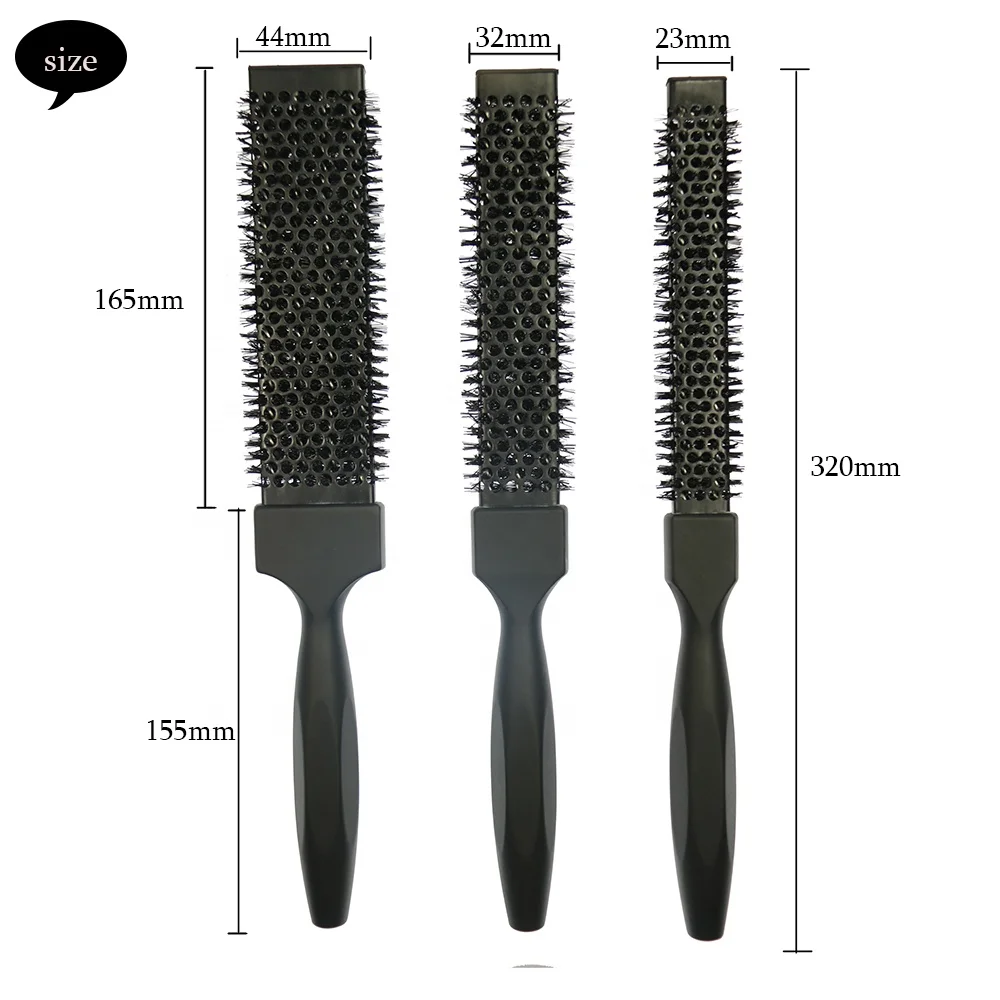 

Custom Logo Professional Salon Tool and Ionic Curling Wave Hair Brush Longer Square Barrel Ceramic Detangling Styling Long Hair, Black