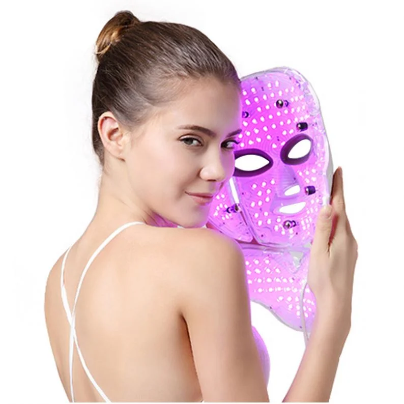 

7 Color Led Photon Light Therapy Machine / LED Face Facial Mask with Neck Pro Korea Multifunction Beauty Machine Wrinkle Removal, White,pink,gold