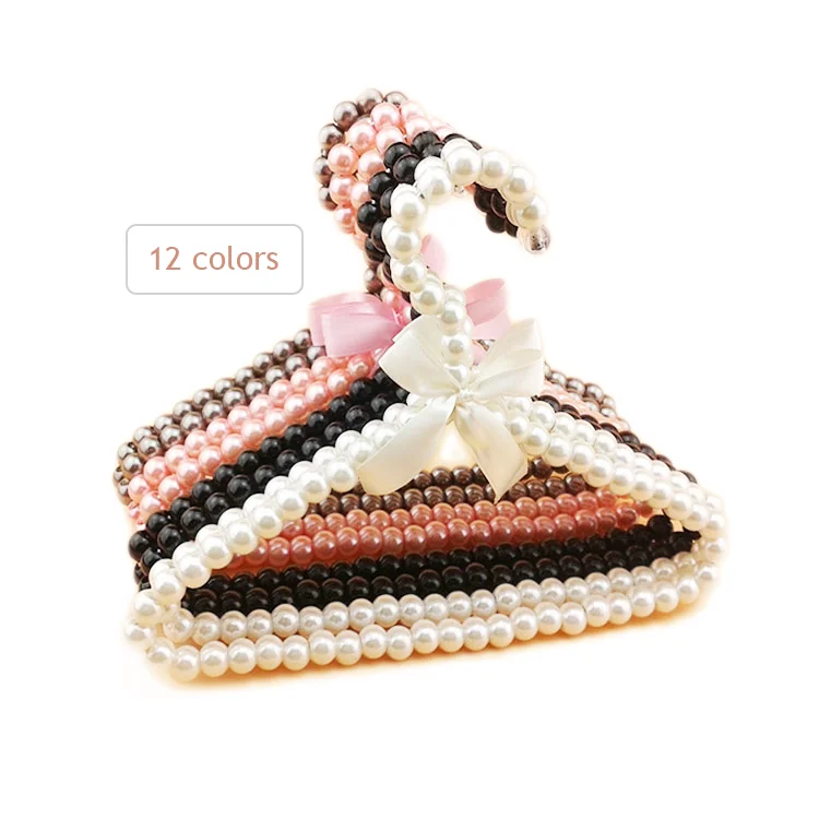 

20cm Wholesale Hot Sale Pet Clothes Hanger Non Slip Pearl Baby Clothes beaded Hanger, Ordinary color or customize