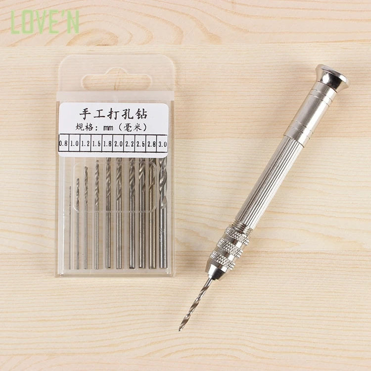 

LOVE'N LV209H mini Steel hand drill with 10 different drill bits(0.8-3 mm) for diy Jewelry Resin art crafts Casting Molds