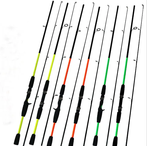 

in stock 2 section Spinning fiberglass lure boat fishing rod glass fiber fishing surf rod, Yellow/green/orange