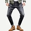 Custom print black blank slim fit jeans basic denim pants for men