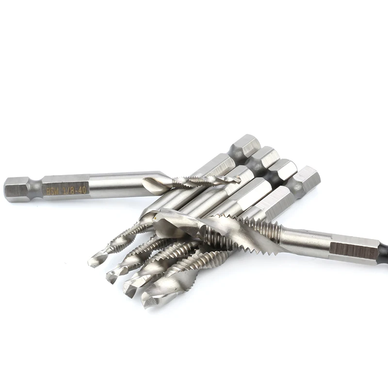 
6Pcs Machine Use HSS Combination Drill and Taps Set for Metal Drilling Tapping Countersink 