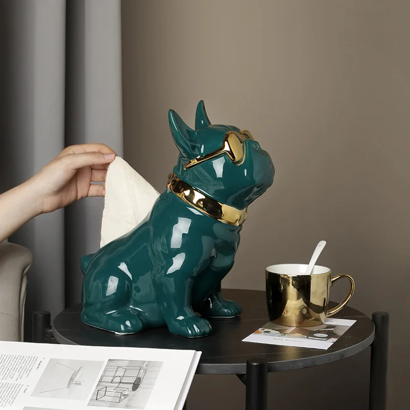 

Ceramic furnishings cute method dog-fighting tissue box creative home accessories