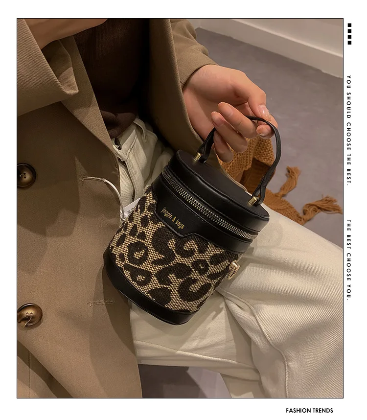 

Personalized Fashion Houndstooth Drum Bag trendy women ladies new luxure women leather handbags, Black houndstooth, brown houndstooth, black leopard, brown leopard