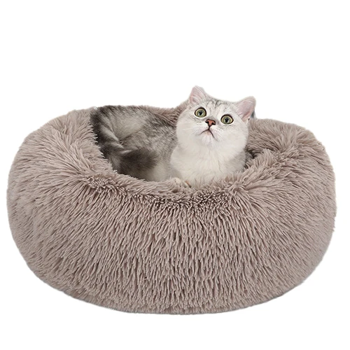 

Faux Fur Ultra Soft Washable Cushion Fluffy Cat Bed Pet Beds, Washable Plush Round Eco Friendly Sofa Luxury Dog Bed, Pink, red, black, bule, pearl white, customized