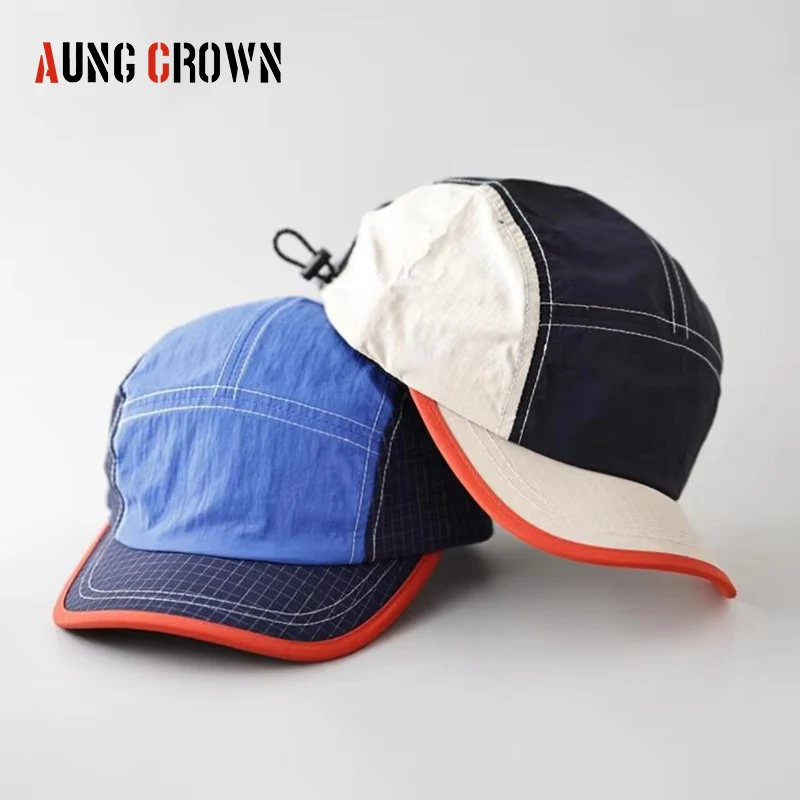 Two Tone 5 Panel Camper Cap Piping Detail