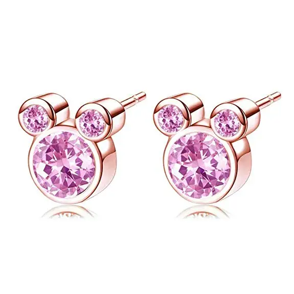 

S925 Plated Silver Mouse Shape Stud Earrings S925 Silver Post Earrings for Girl