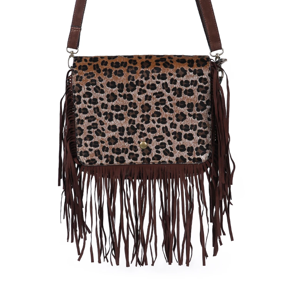 

Customized Monogrammed Wholesale Leopard Cowhide Handbags For Girls With Fringe Crossbody Bags for Women, As pictures