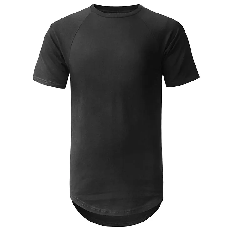 Mens Customizable Round Longline T Shirt Custom Men Rounded Hem Blank T
