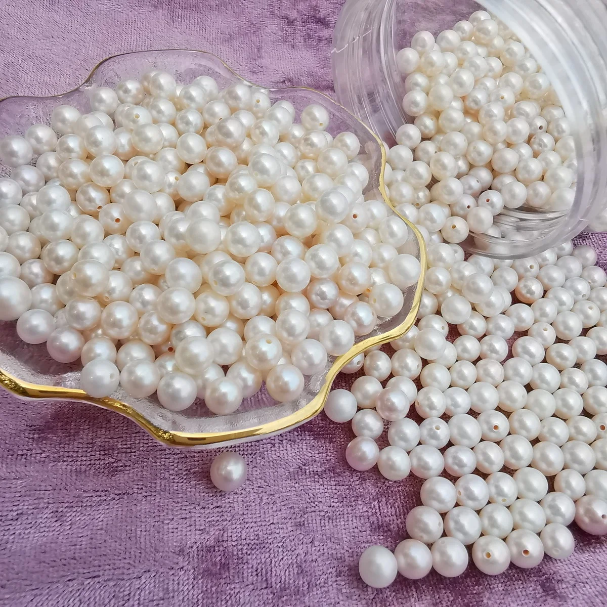 
Grade AAA+ to AAAA round loose pearls half drilled freshwater pearl beads natural 5mm 6mm genuine pearl wholesale accept OEM ODM 