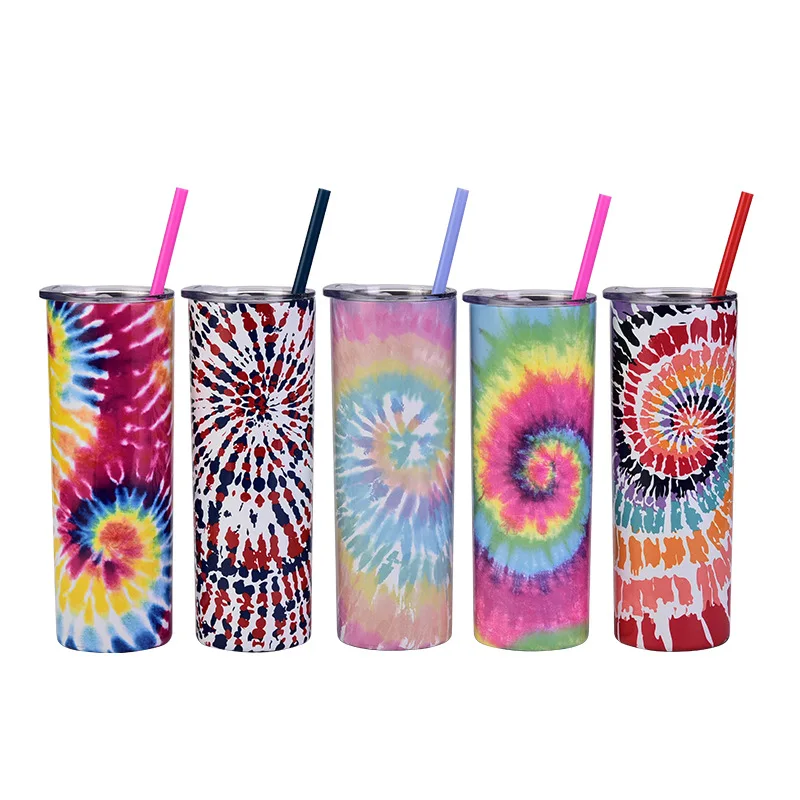 

2021 new stainless steel 20oz straight cup creative water cup double tie dye sublimation cup