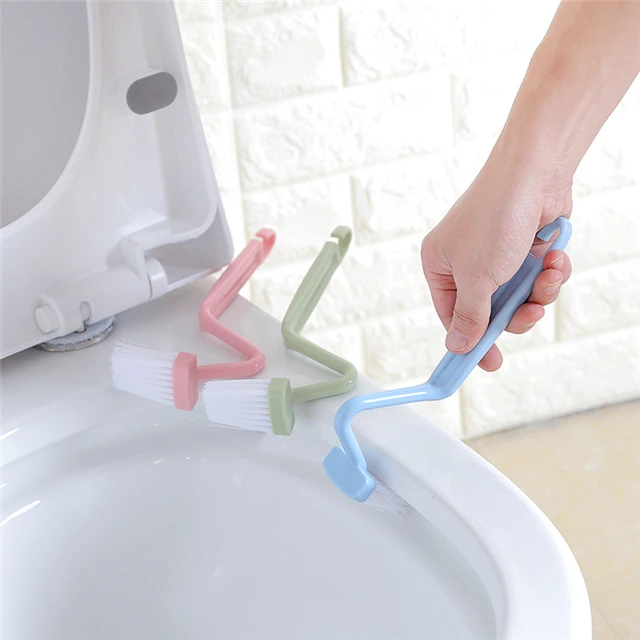 

Sturdy And Durable Curved Double Corner Design Toilet Detail Cleaning Brush Household Cleaning Tool, As show