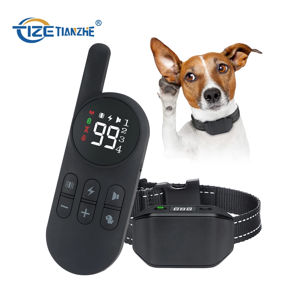 

OEM 1000 feet TIZE Control remote pet anti barking collar Electric Shock Training Collar Bark Stop E collar for 4 dog training