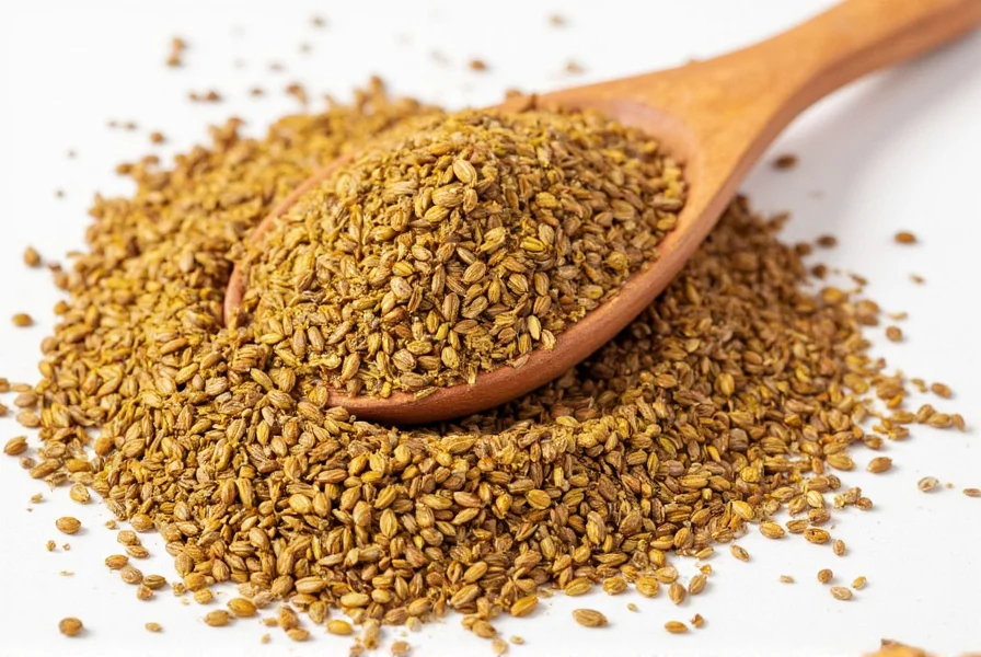 Brown mustard seeds on wooden spoon