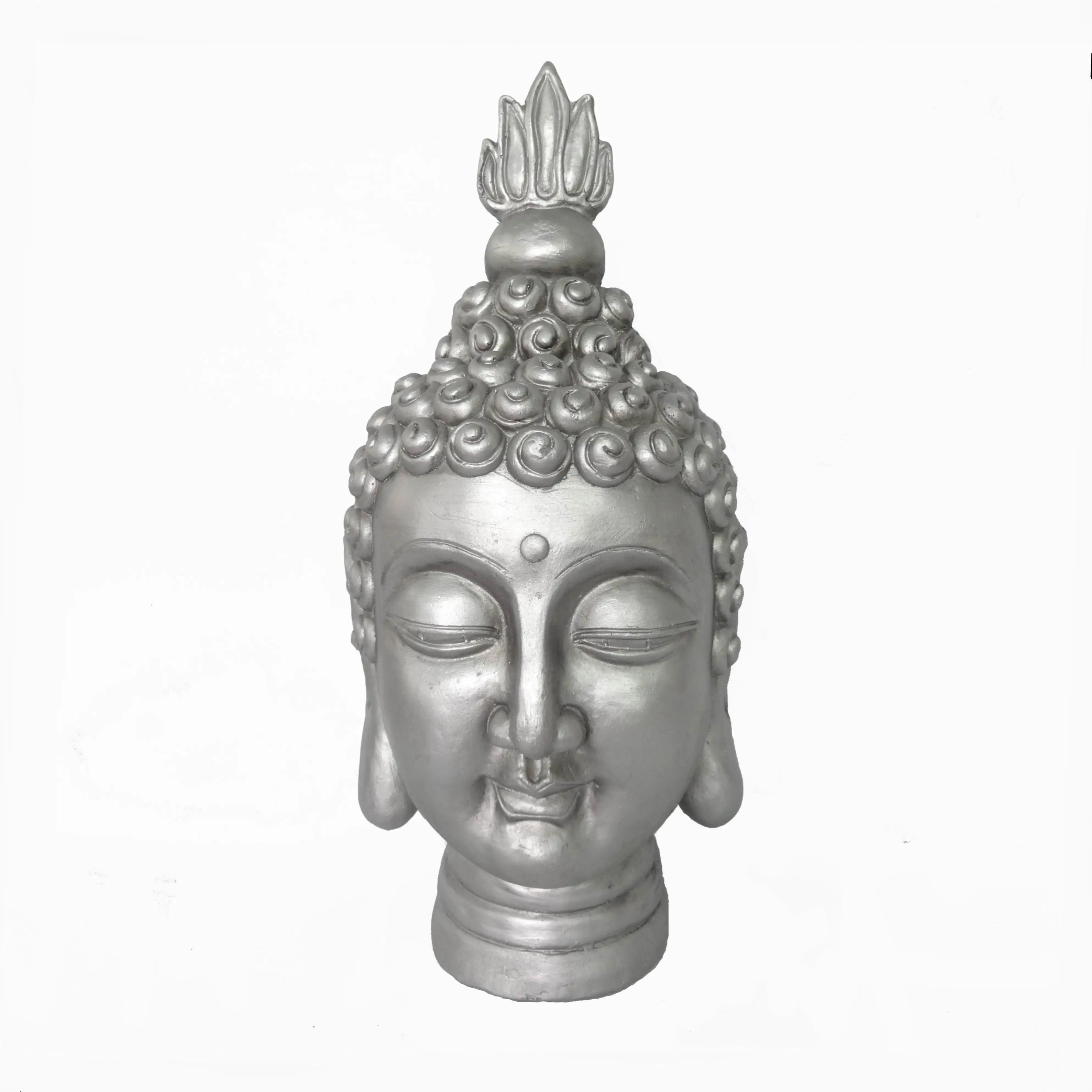 

silver color handicraft buddha head for home and garden decoration