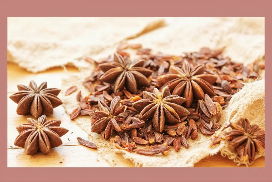 Whole star anise pods showing distinctive eight-pointed star shape