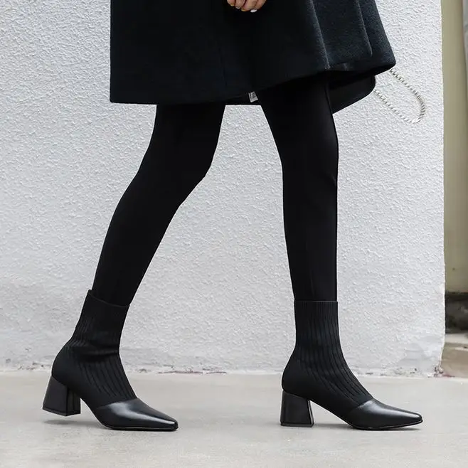 
Stiletto High Heeled Shoes New Design Sock Fit Ankle Women Boots 