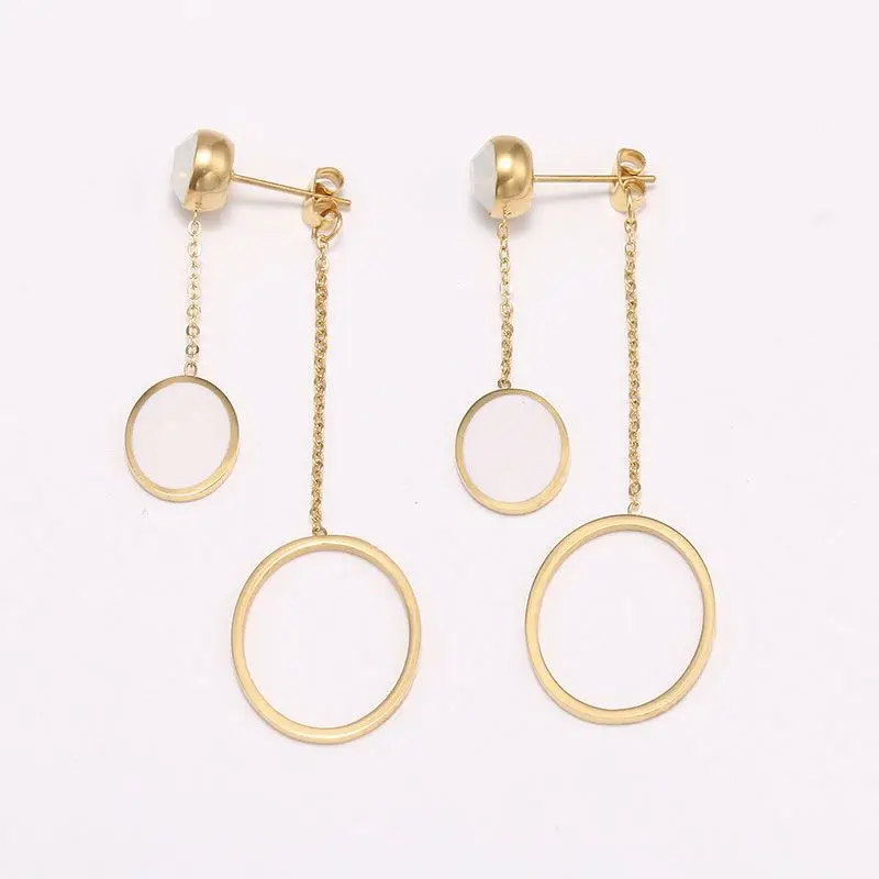 

Fashion Hollow Stainless Steel Pendant Gold Plated Accessories Zircon Earrings