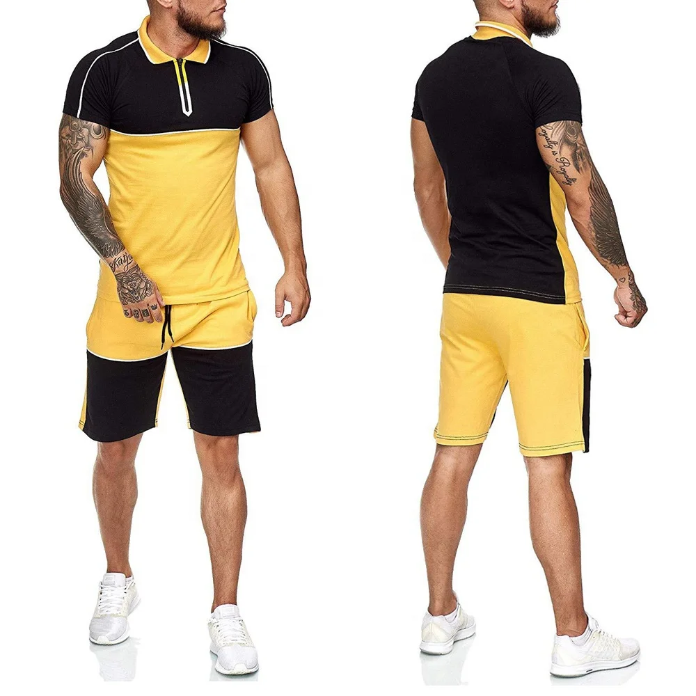 

RX-03241 Most popular trendy polo collar shirt shorts outfits man track suit sets summer men joggers suits set, As picture shows or customized color