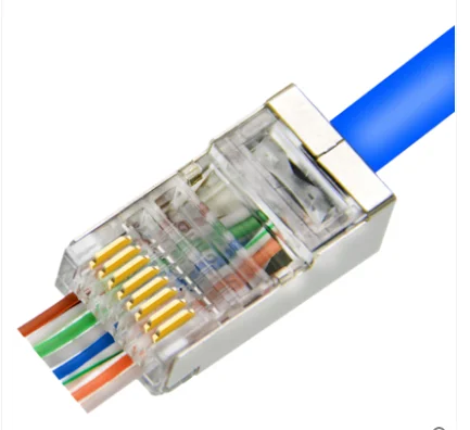 

RJ45 8P8C EZ cat6A connectors with gold plating 15U Cat6A shield EZ connectors