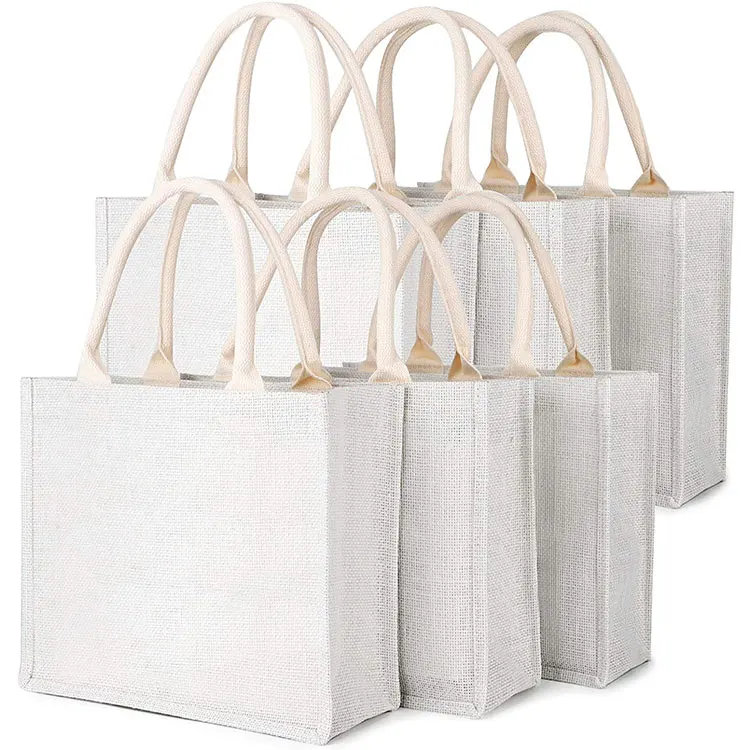 

Wholesale personalized logo eco friendly reusable high quality big burlap hessian tote shopping bag white jute bag, Yellow,white ,black,orange,blue,red