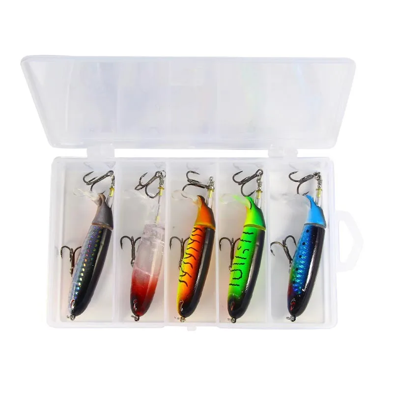 

Tractor rotating hard bait 13g fishing tackle pencil popper fly saltwater 2 segmented fish lures eyes set, 5 colors