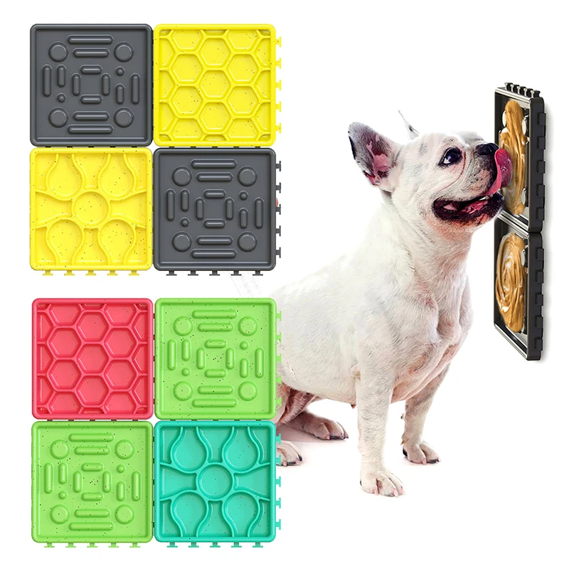 

Dog Lick Mat 4 Piece Pad Set Treat Dispenser Silicone Slow Feeder Dog Bowl With Suction Dog Lick Mat