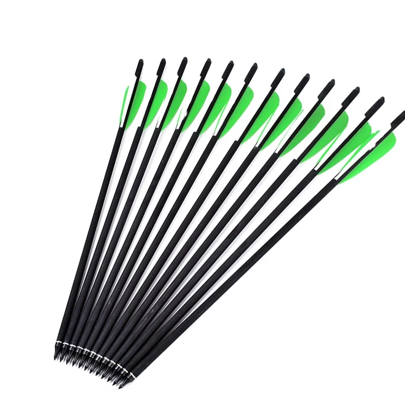 

6pcs Hunting Archery 20" Crossbow Carbon Arrows Compound bow+ 6pcs Archery 125gr Arrowheads Broadheads