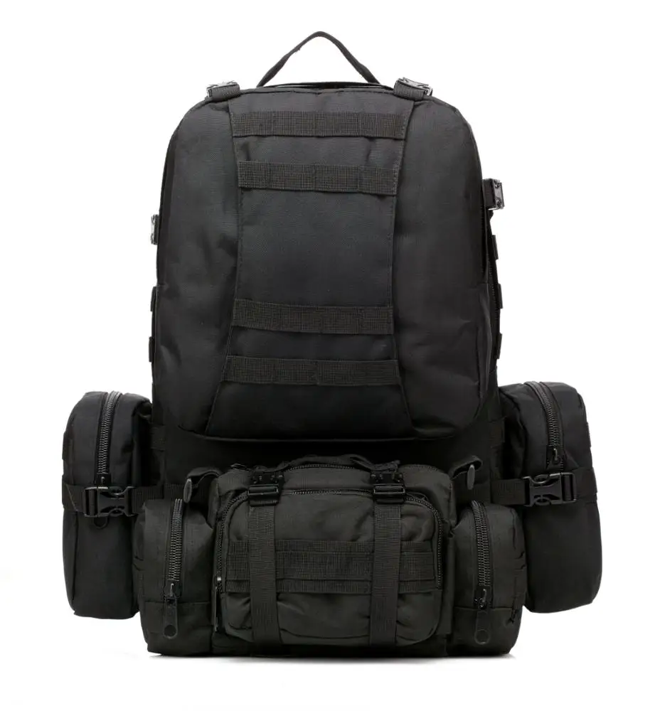

Wholesale stock Outdoor Waterproof Hiking Travel Survival Army Bag Black Military Tactical Backpack