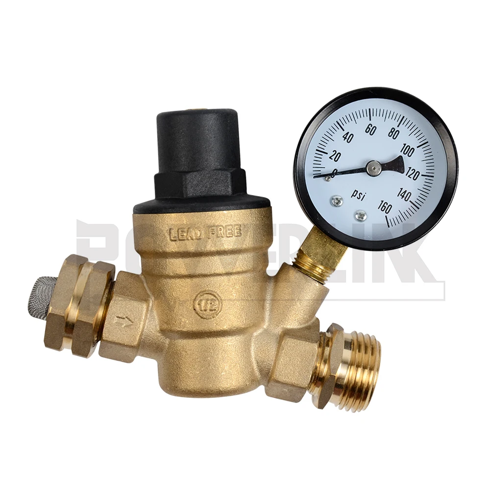 Rvmate Rv Water Pressure Regulator Valve,Brass Leadfree Adjustable Water Pressure Reducer With