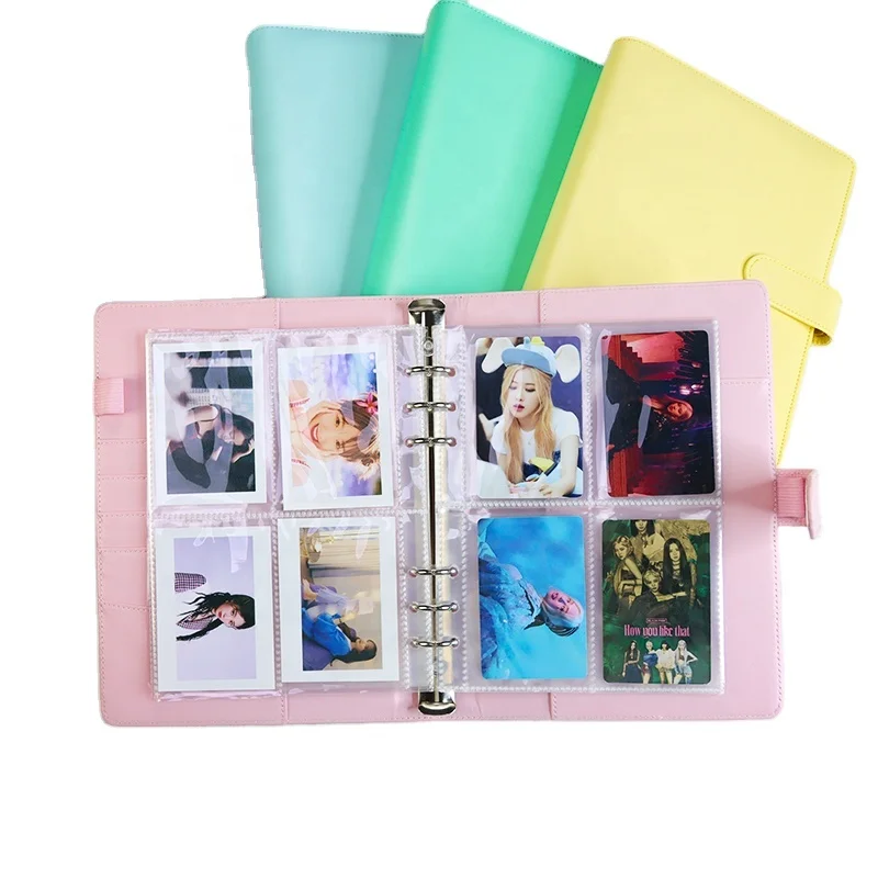 

Custom pu leather album personal loose leaf planner a6 budget 6 ring binder with magnetic buckle closure for pp pvc photo album