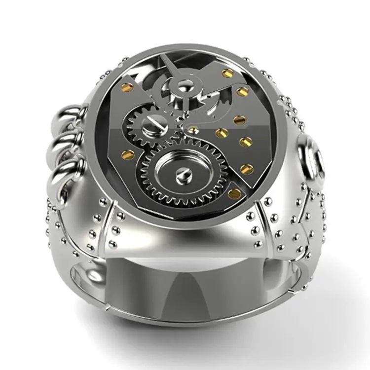 

Fashion Vintage Jewelry Silver Mechanical Style Men Ring